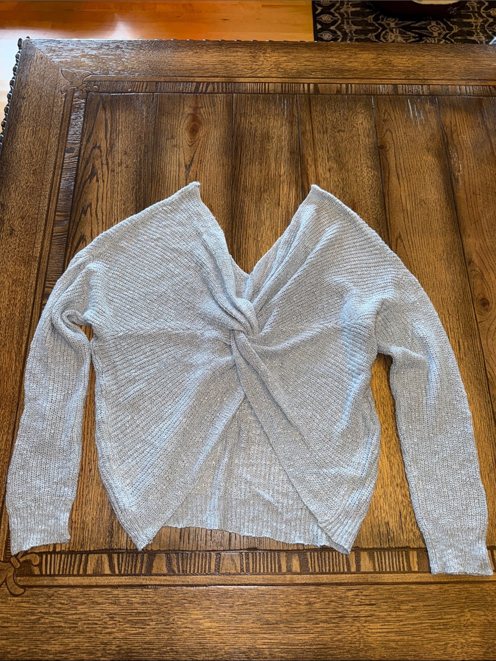 moon & madison Light Blue Twist-Back V-Neck Sweater